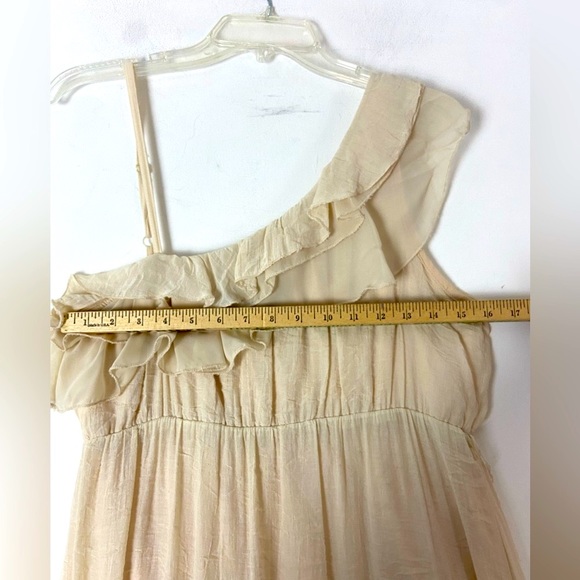 Miss Lili Womens Cream One shoulder Ruffle Dress SzL (sku331) - Picture 8 of 14